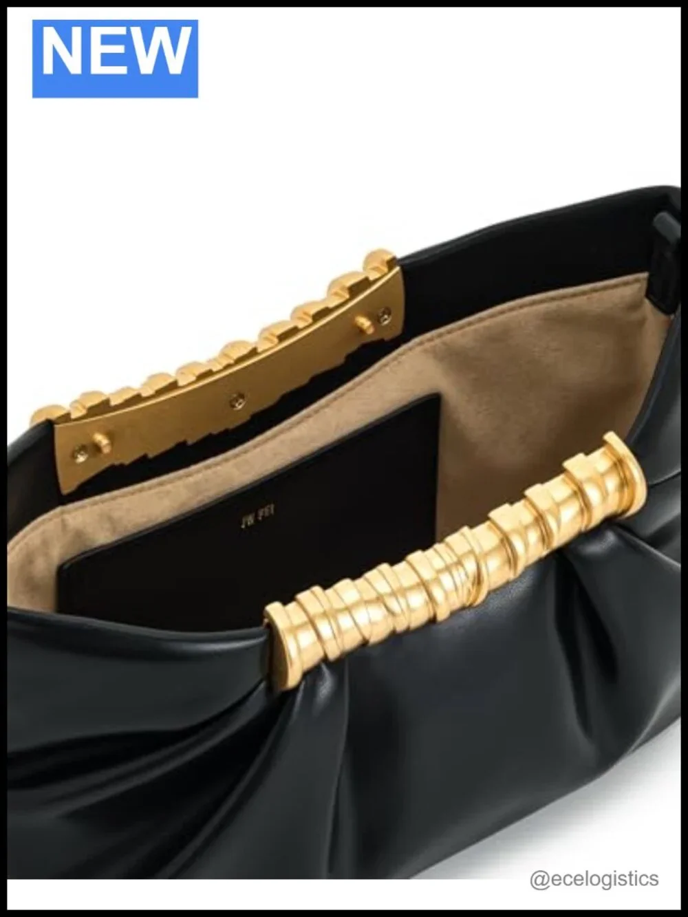 Vegan Leather Gold Hardware Clutch Crossbody Detachable Strap